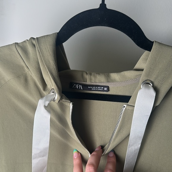 Zara Green Sporty Athletic Hooded Track Dress Size Small - Picture 4 of 9